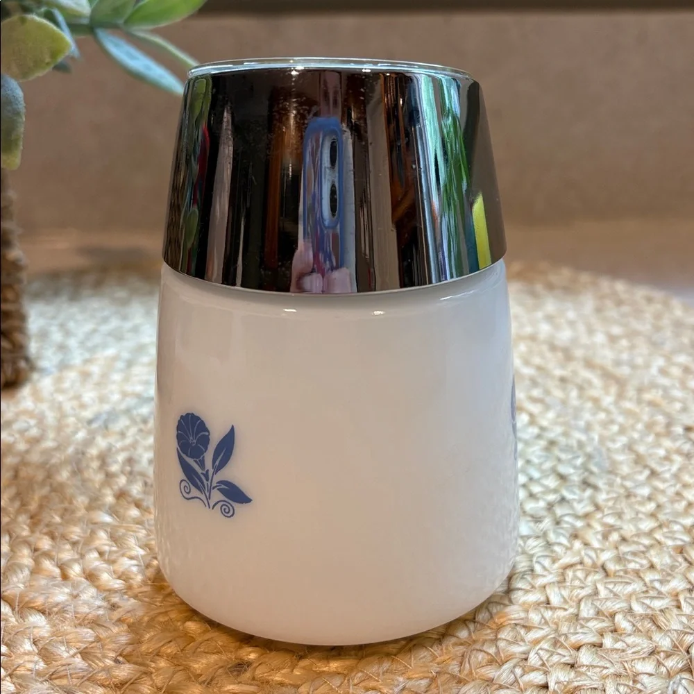 Vintage Milk Glass Blue Morning Glory Sugar Dispenser/Sugar Shaker